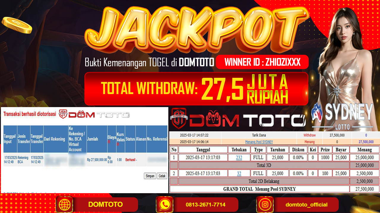 JACKPOT TOGEL SYDNEY 17 MARET 2025